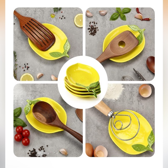 Lemon Ceramic Spoon Rest for Stove Top & Kitchen Counter Yellowor Tricket Dish - Picture 4 of 4